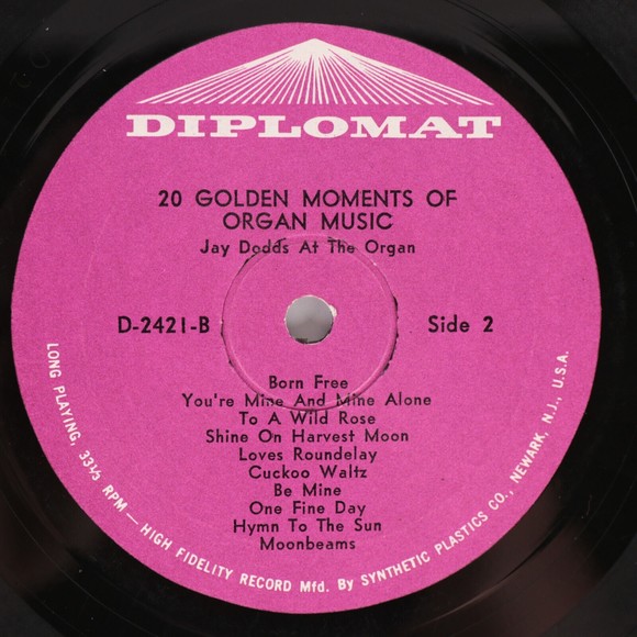Jay Dodds 20 Golden Moments Of Organ Music 1977 Music 12" Vinyl LP Record DS 242 - Picture 6 of 8